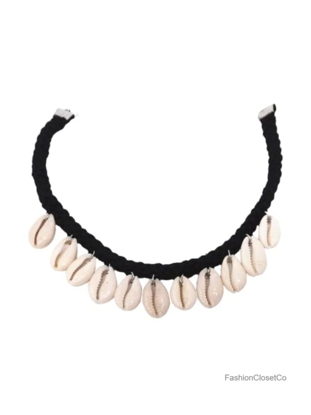 Natural Shell Cowry Seashell Drop Short Necklace Choker Cotton Thread